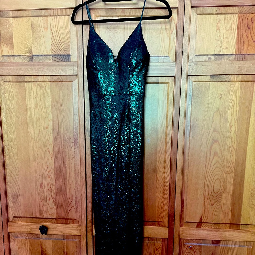 B. Smart sequin maxi dress, worn gently one time, size 5/6 (runs small)